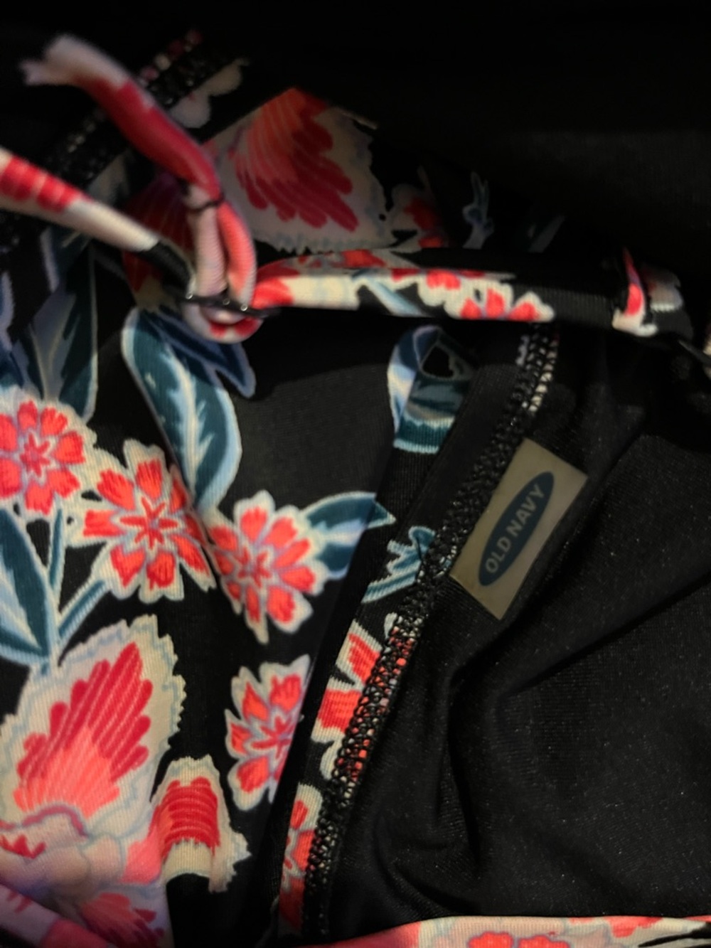 Old Navy Black Floral Twist-Front Swim Tankini - Picture 4 of 5